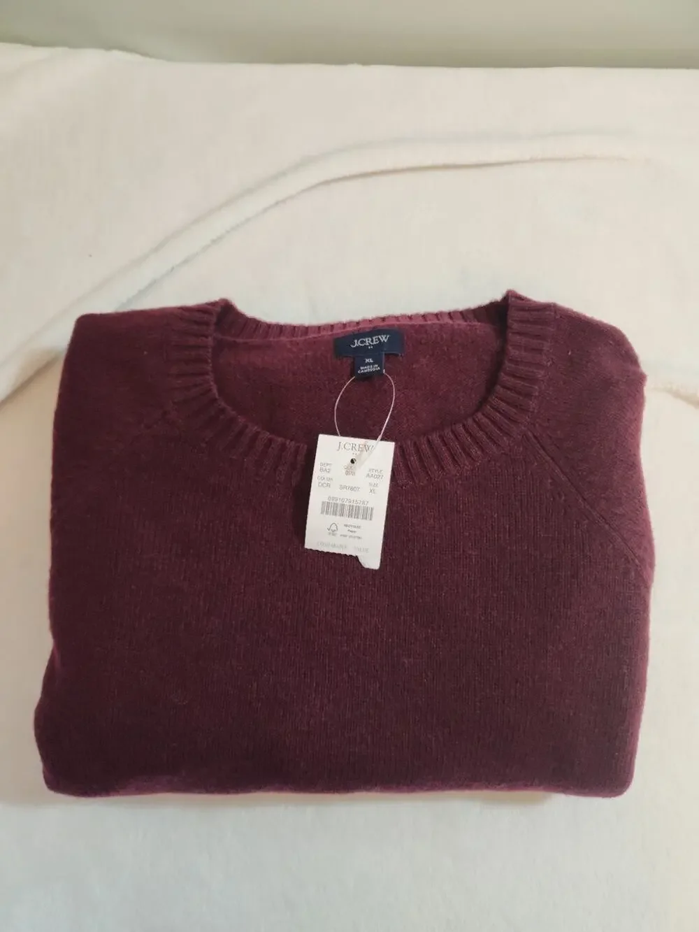 J.Crew NWT Lambswool Blend Sweater Mens XL Red Burgundy Long Sleeve Preppy